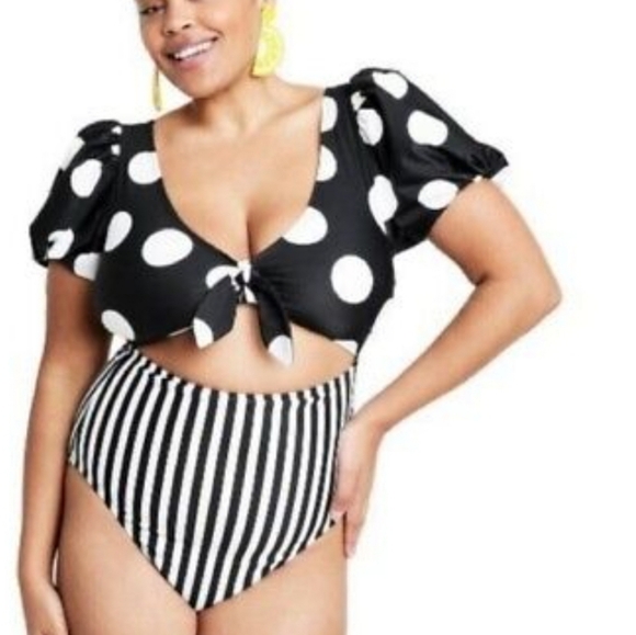 Tabitha Brown one piece Swim Suite Polkadot 3X - Picture 6 of 7